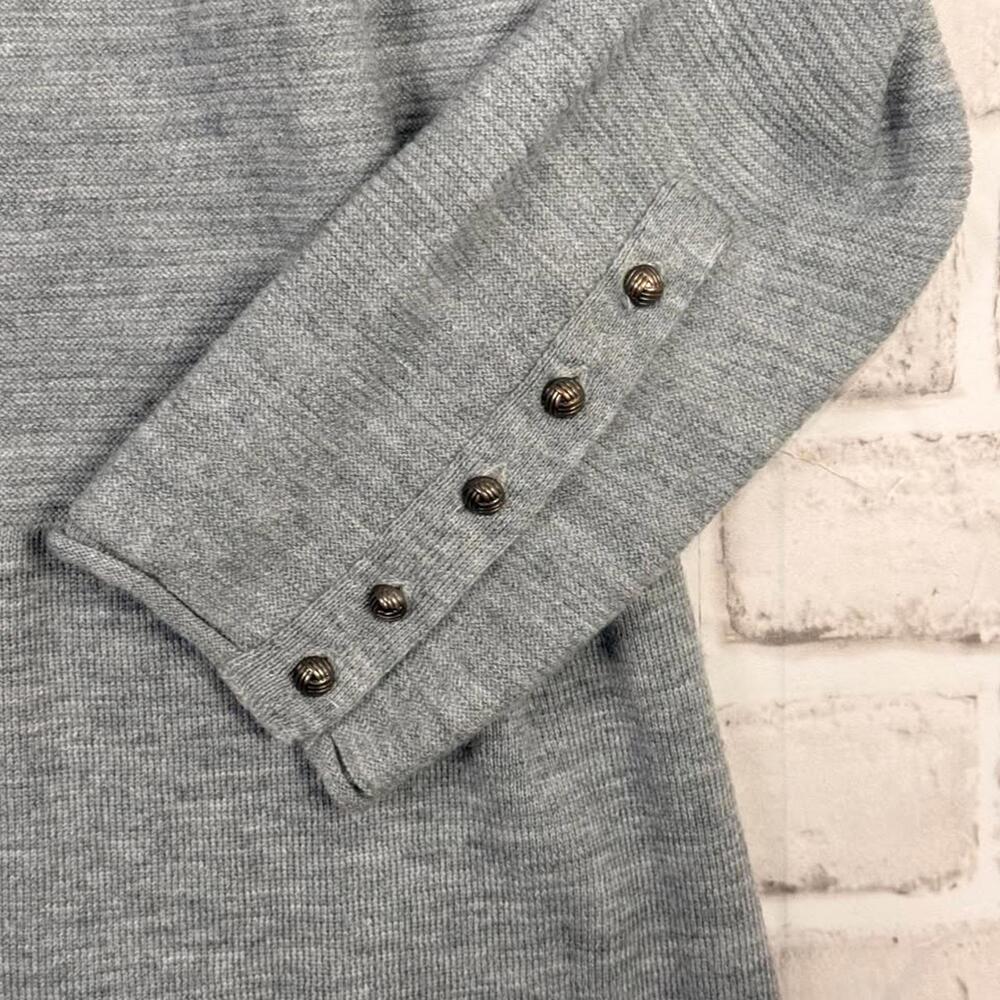 Tahari Merino Wool Blend Cardigan Open-front Gray Ribbed Knit Sweater Women's L - Picture 5 of 8